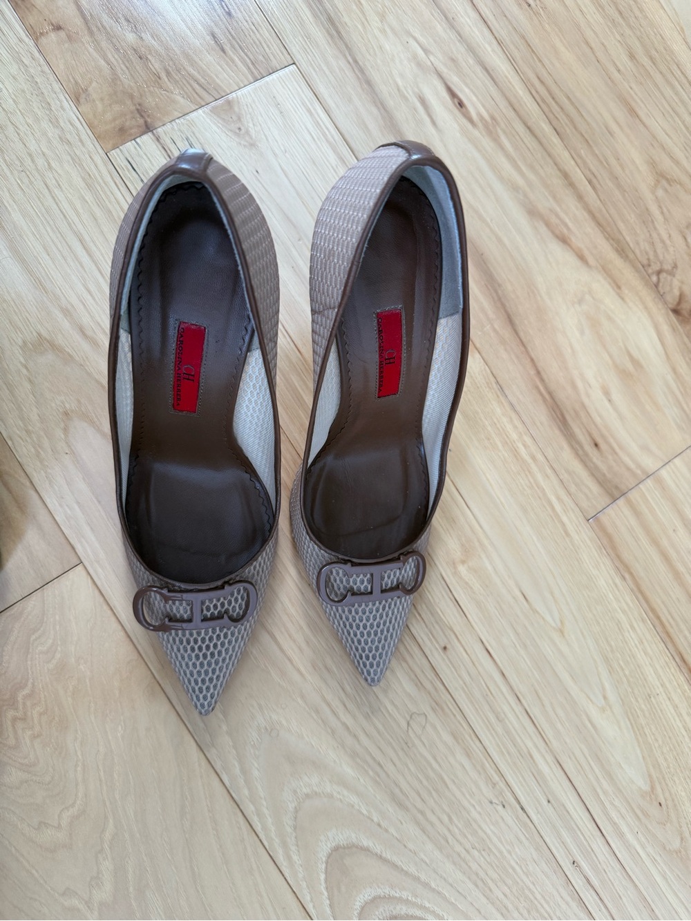 Textured Pointed-Toe High Heels in Taupe - Picture 5 of 16